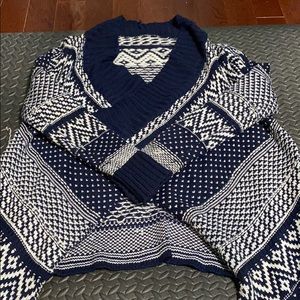 Blue and white sweater